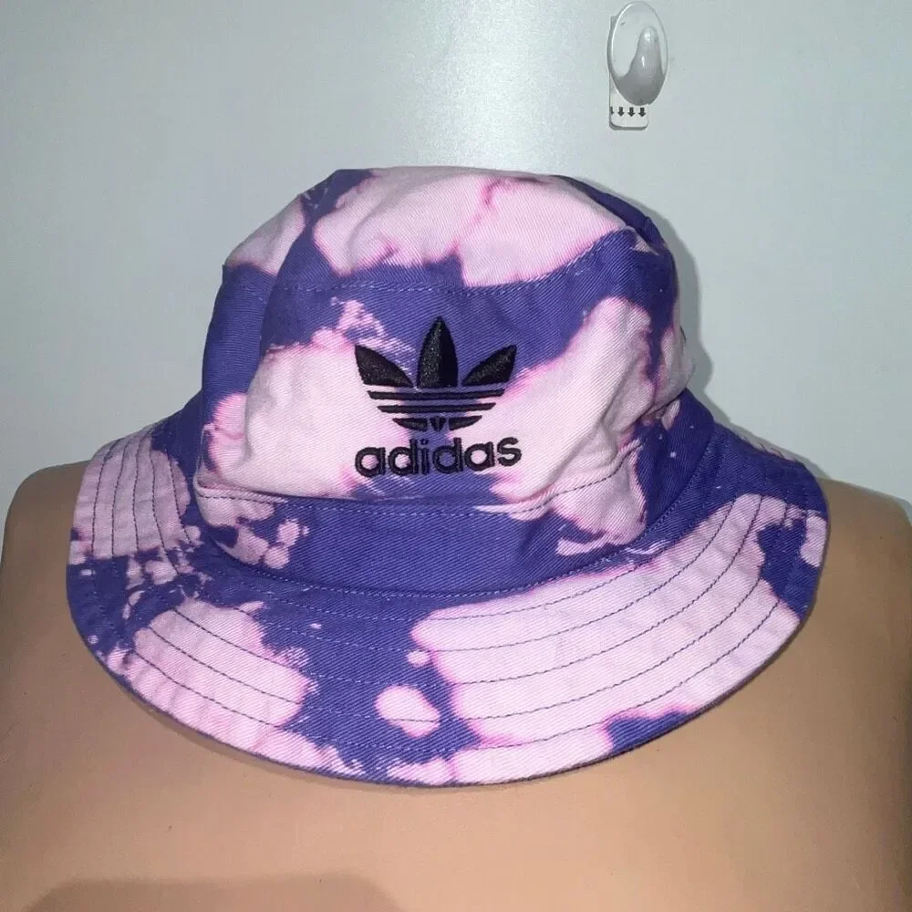Adidas Kids Purple Acid Wash Embroidered‎ Logo 100% Cotton Bucket Hat One Size